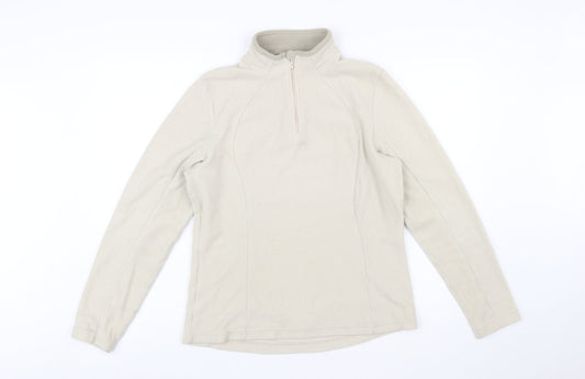 Quechua Women Beige Fleece 1/4 Zip Pullover Sweatshirt Size 14
