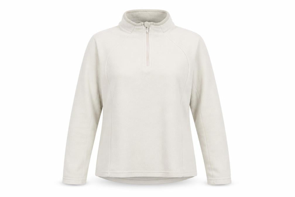 Quechua Women Beige Fleece 1/4 Zip Pullover Sweatshirt Size 14