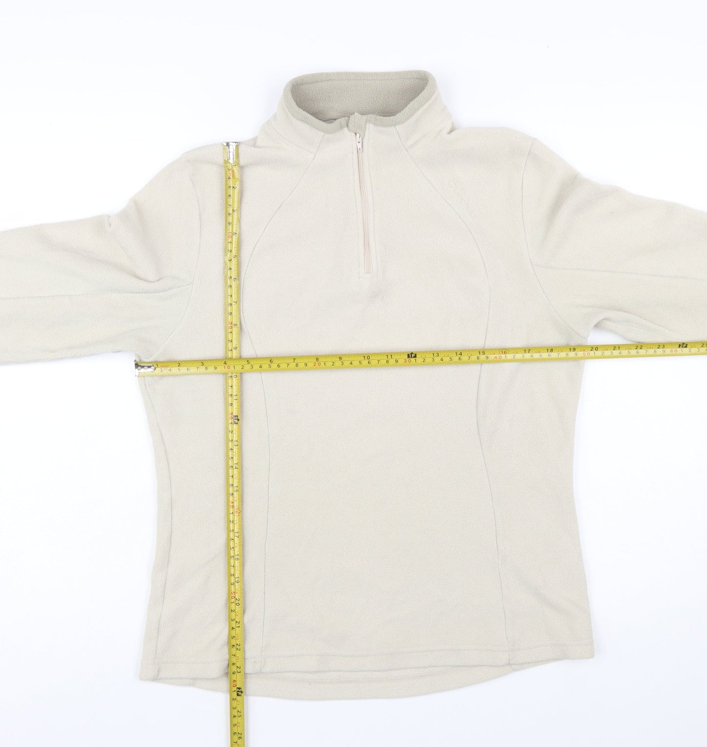 Quechua Women Beige Fleece 1/4 Zip Pullover Sweatshirt Size 14