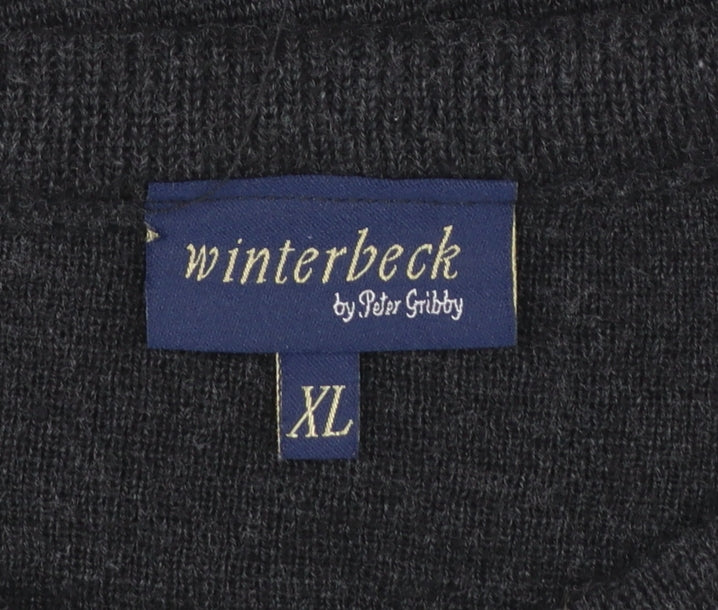 Winterbeck by Peter Gribby Mens Black Geometric Wool Blend Pullover XL