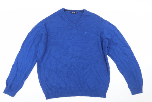 James Pringle Men's Blue 2XL Cotton V-Neck Pullover Jumper