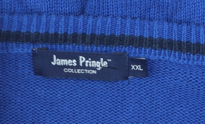 James Pringle Men's Blue 2XL Cotton V-Neck Pullover Jumper