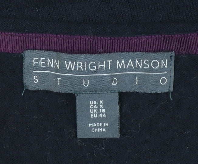 Fenn Wright Manson Women Black Size 18 V-Neck Merino Wool Jumper
