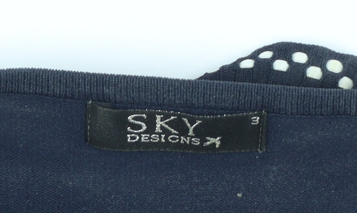 Sky Designs Women’s Navy Polka Dot Trim Cardigan Size 12 Wrap Style
