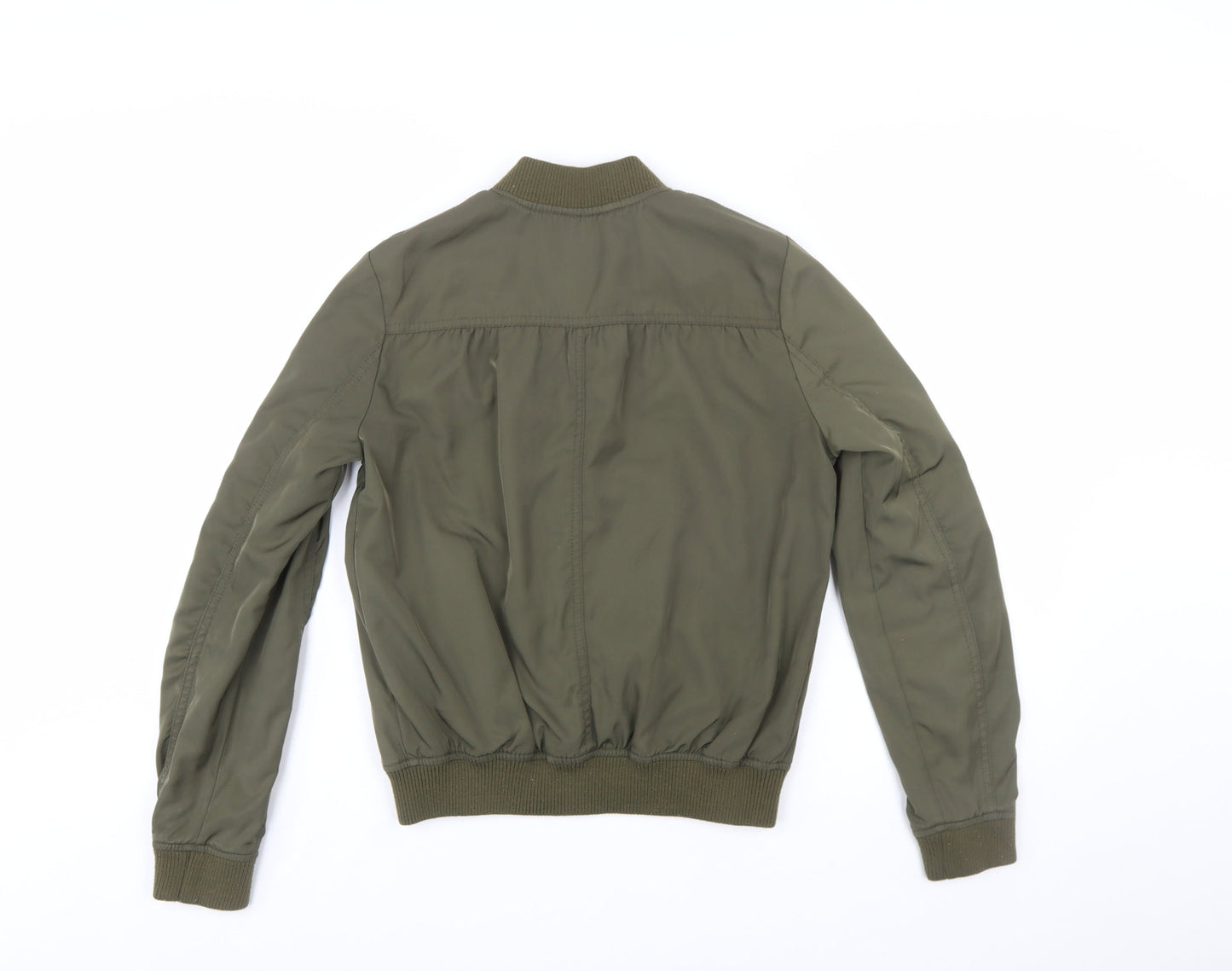 River Island Women's Green Bomber Jacket Size 10 Zip Casual Autumn