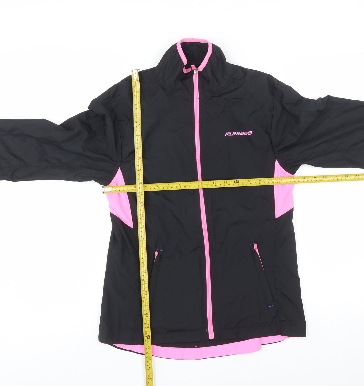 RUN365 Womens Black Pink Size 12 Windbreaker Jacket Breathable Lightweight