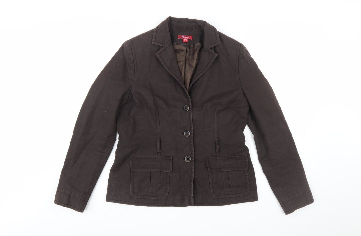 Monsoon Womens Brown Cotton Linen Blazer Jacket Size 12