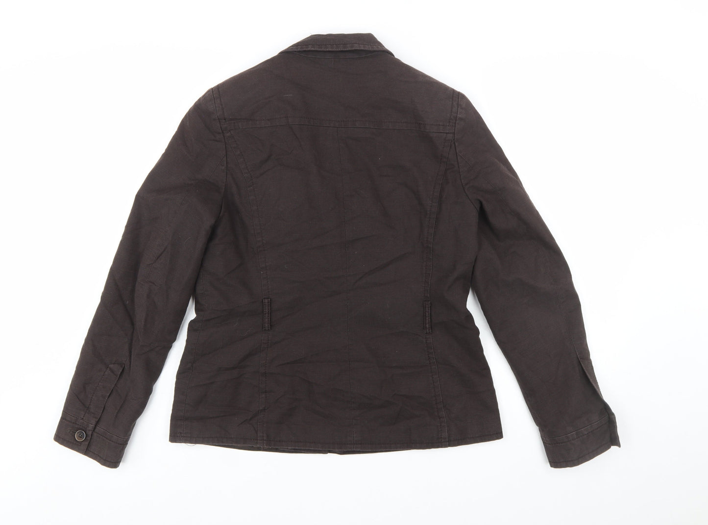 Monsoon Womens Brown Cotton Linen Blazer Jacket Size 12