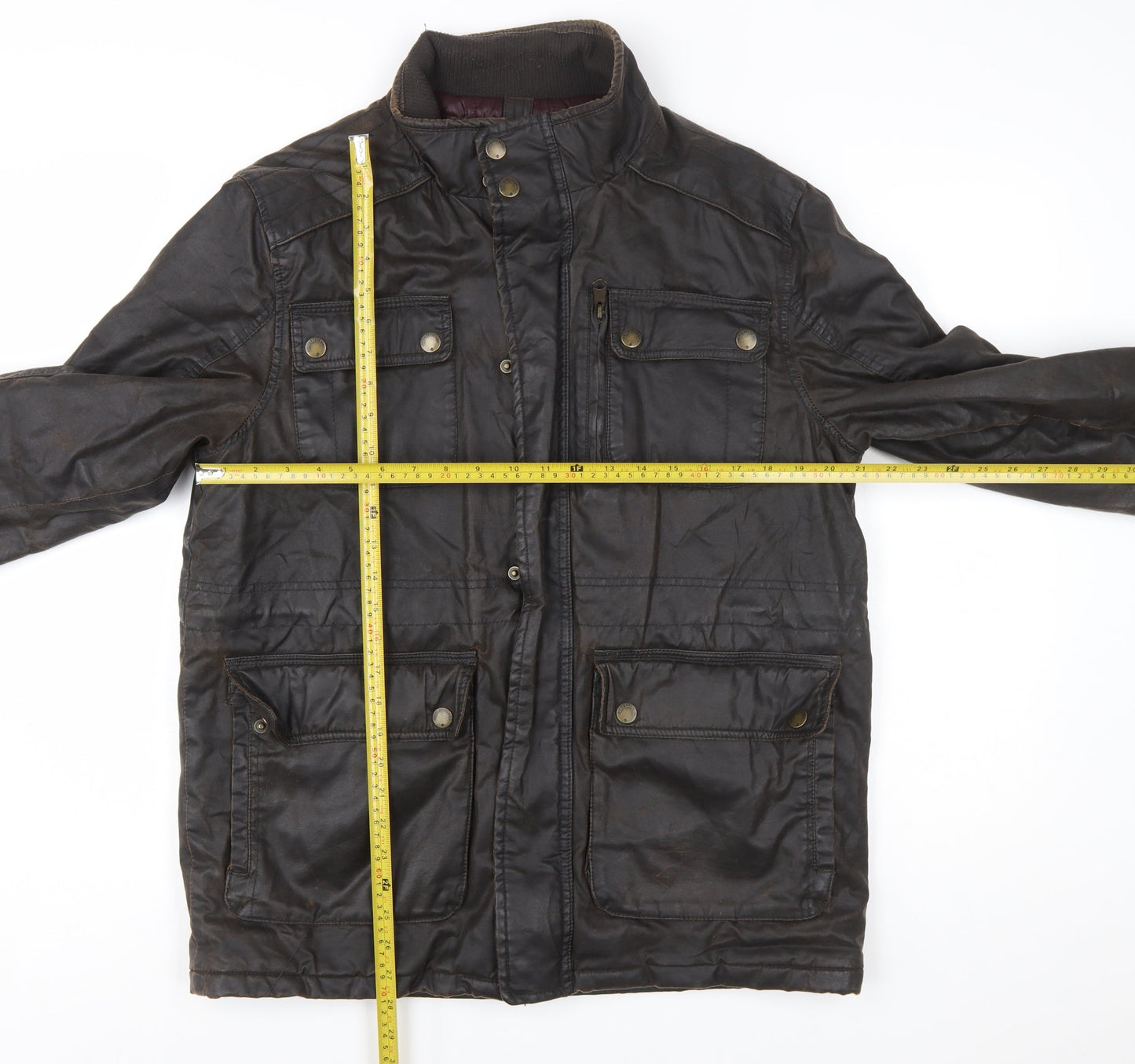 BHS Men’s Brown Waxed Cotton Field Jacket Medium 38in Regular Fit