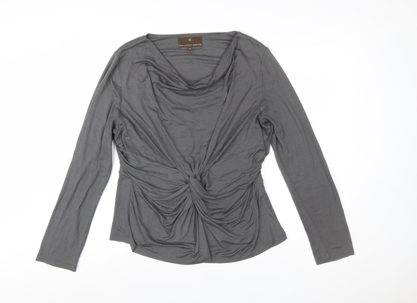 Fenn Wright Manson Women’s Grey Long Sleeve Cowl Neck Wrap Blouse Size 18