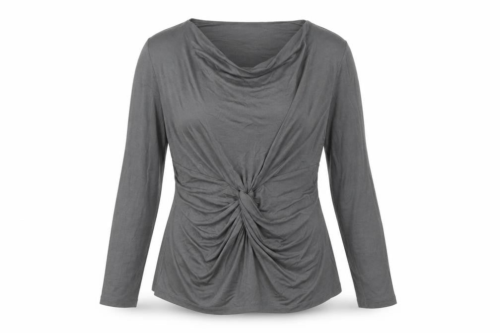 Fenn Wright Manson Women’s Grey Long Sleeve Cowl Neck Wrap Blouse Size 18