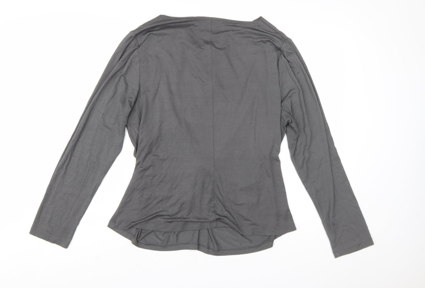 Fenn Wright Manson Women’s Grey Long Sleeve Cowl Neck Wrap Blouse Size 18