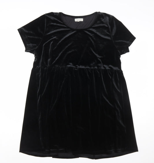 Little Lies Women’s Black Velvet Short A-Line Dress Size L