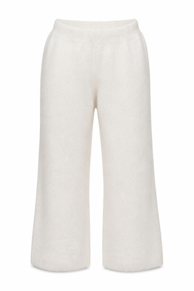 In The Style Women's Ivory Knit Wide-Leg Trousers Size 14-16