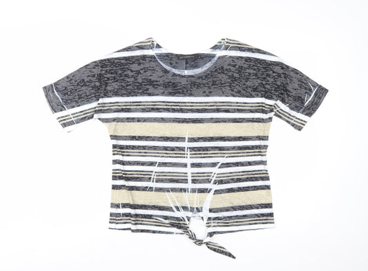 Just Elegance Women’s Multicoloured Striped Tie Hem T-Shirt Size S