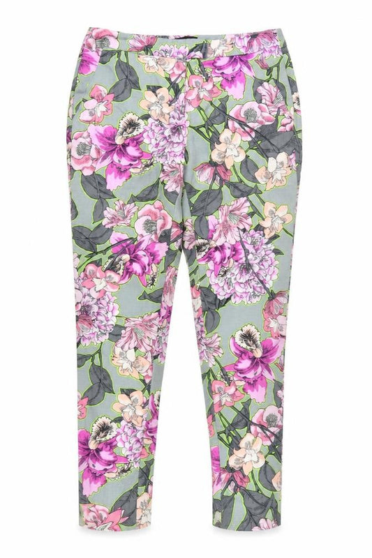River Island Womens Multicoloured Floral Cropped Slim Fit Trousers Size 10