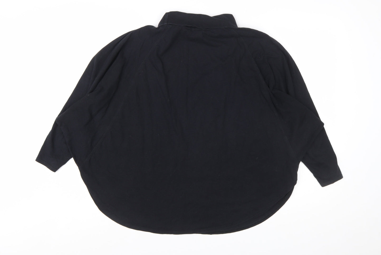 People Tree Women Black Organic Cotton Roll Neck Long Sleeve Top M