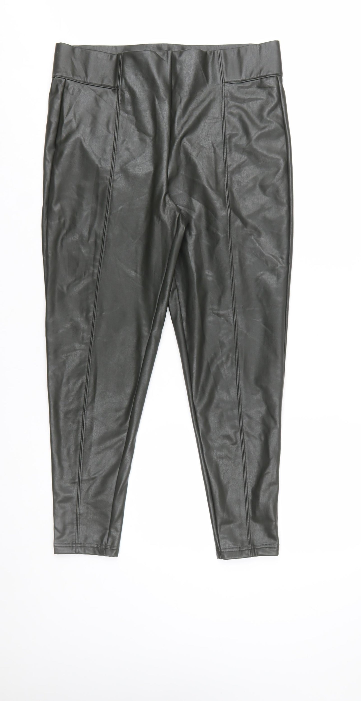 Marks and Spencer Women Black Size 14 Faux Leather Leggings