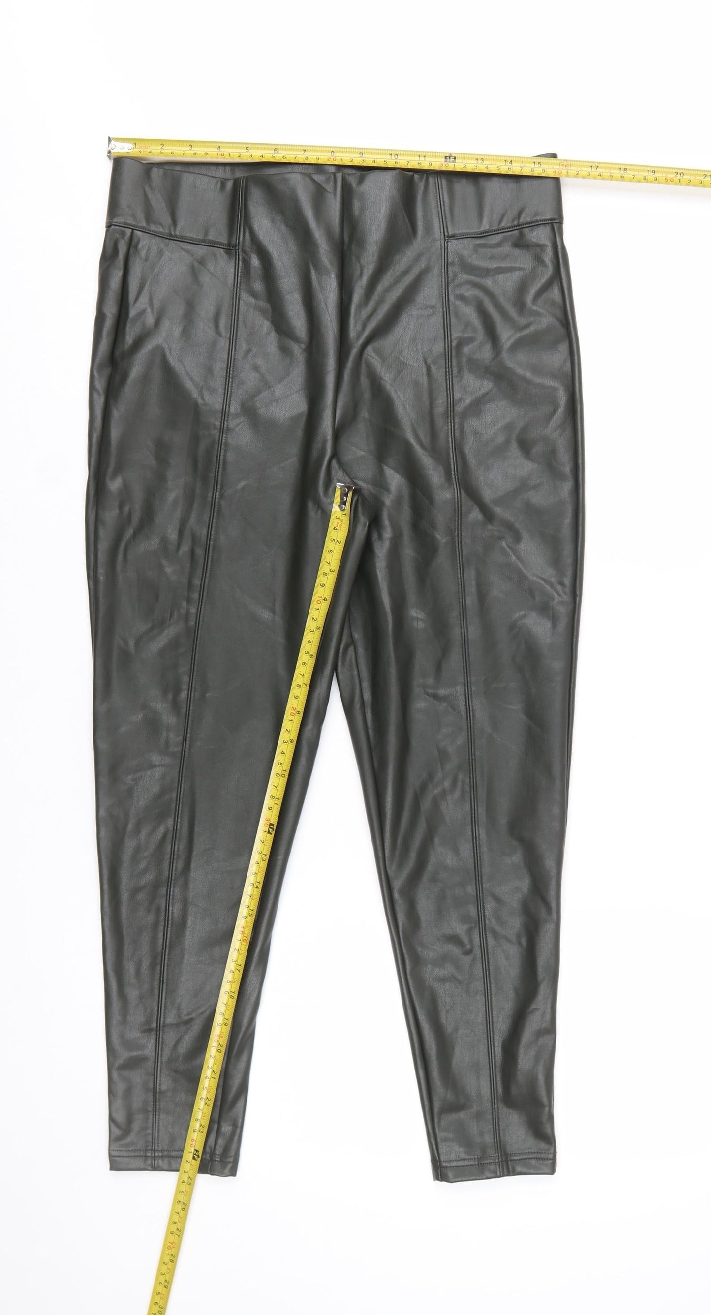Marks and Spencer Women Black Size 14 Faux Leather Leggings
