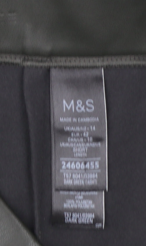 Marks & Spencer Women Black Size 14 Faux Leather Leggings