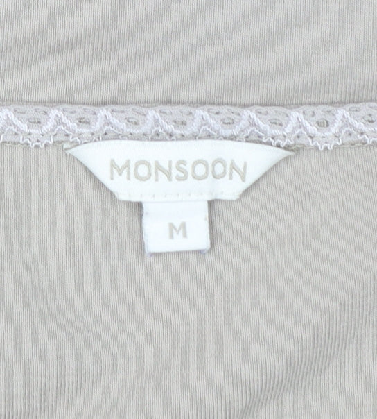 Monsoon Beige Cotton Women's Tank Top M Square Neck