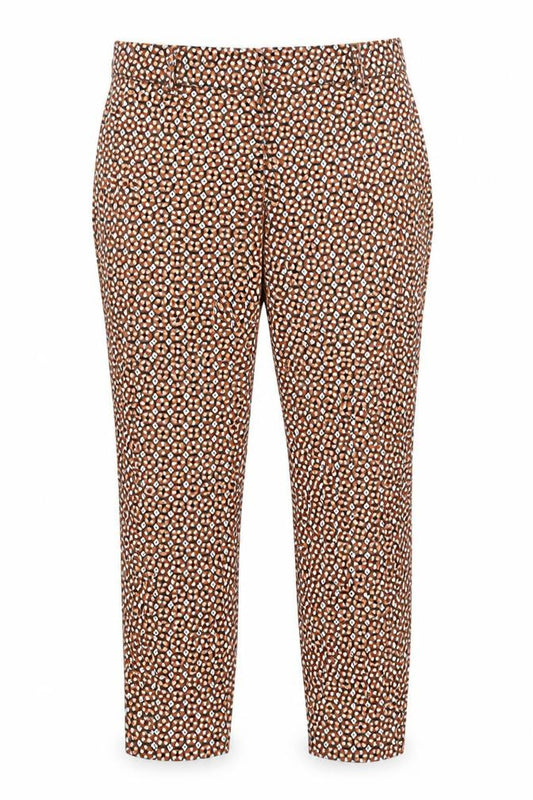 H&M Women’s Brown Geometric Slim Trousers Size 10 Stretch Cotton