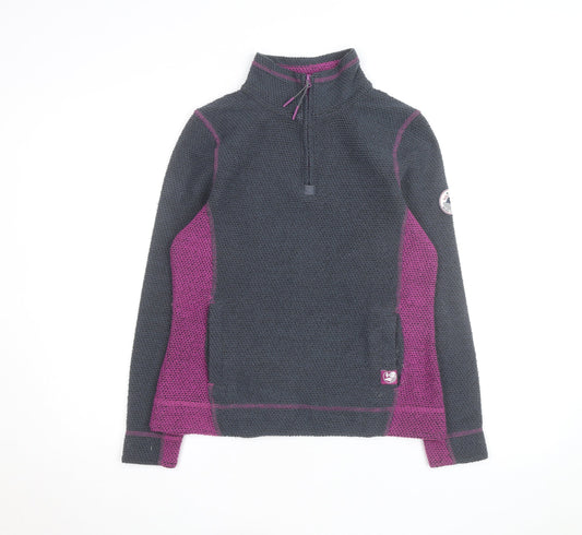 Weird Fish Women's Grey & Purple 1/4 Zip Pullover Sweatshirt Size 10