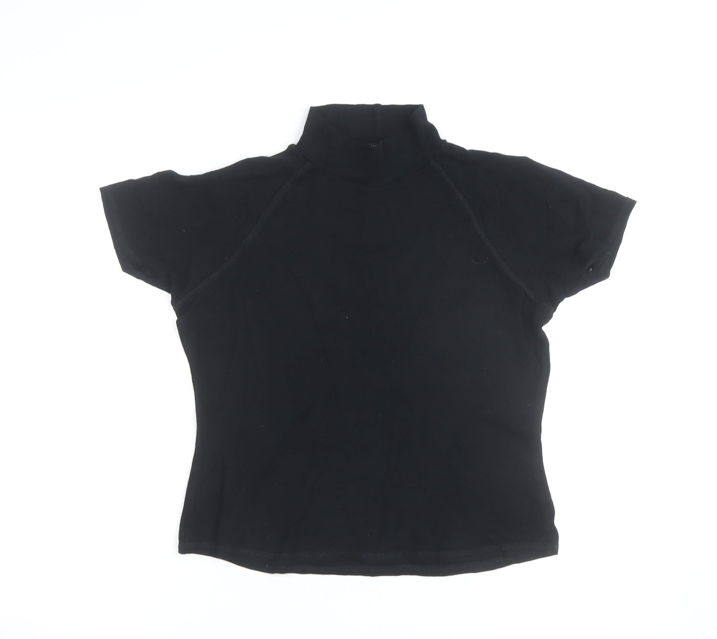 Ellie Louise Womens Black Roll Neck Short Sleeve Slim T-Shirt Size 14
