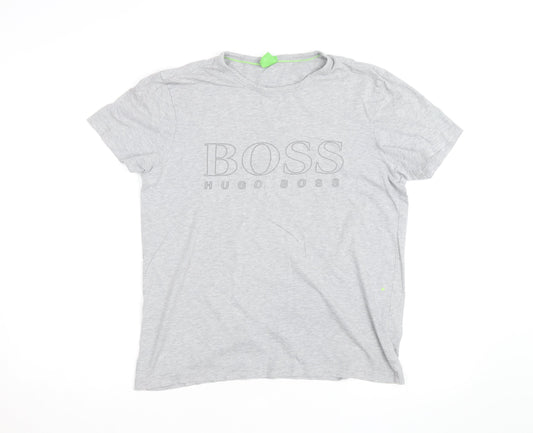 Hugo Boss Men's Grey Regular Fit Crew Neck Short Sleeve T-Shirt Size S