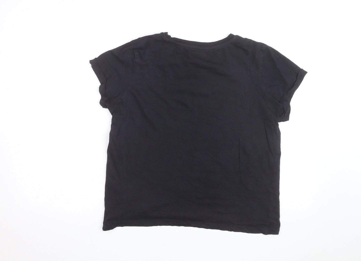 Brave Soul Men's Black Crew Neck Short Sleeve Cotton T-Shirt M