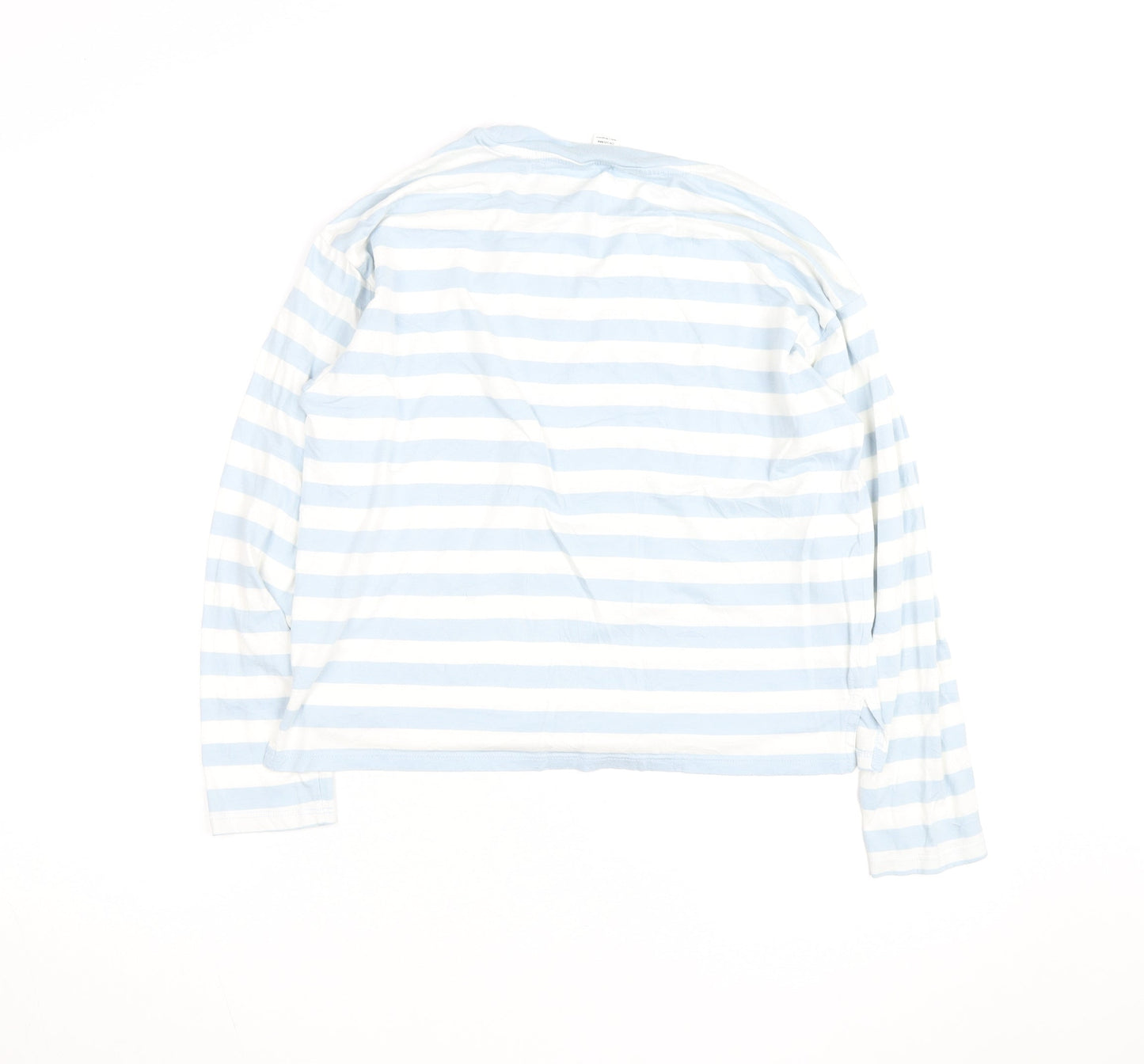 Monki Women Blue White Striped Long Sleeve Cotton Top Size S