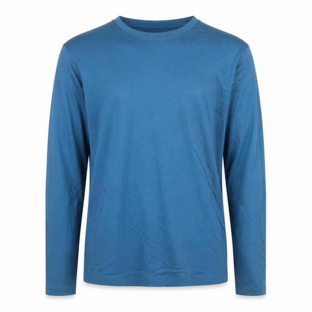 Lands' End Men's Blue Long Sleeve Cotton Crew Neck Top M