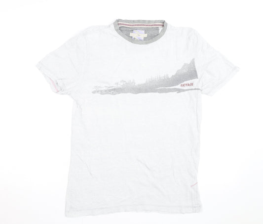 FatFace Men's White Graphic Print Cotton T-Shirt Size Small