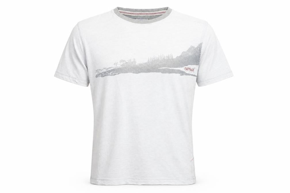 FatFace Men's White Graphic Print Cotton T-Shirt Size Small