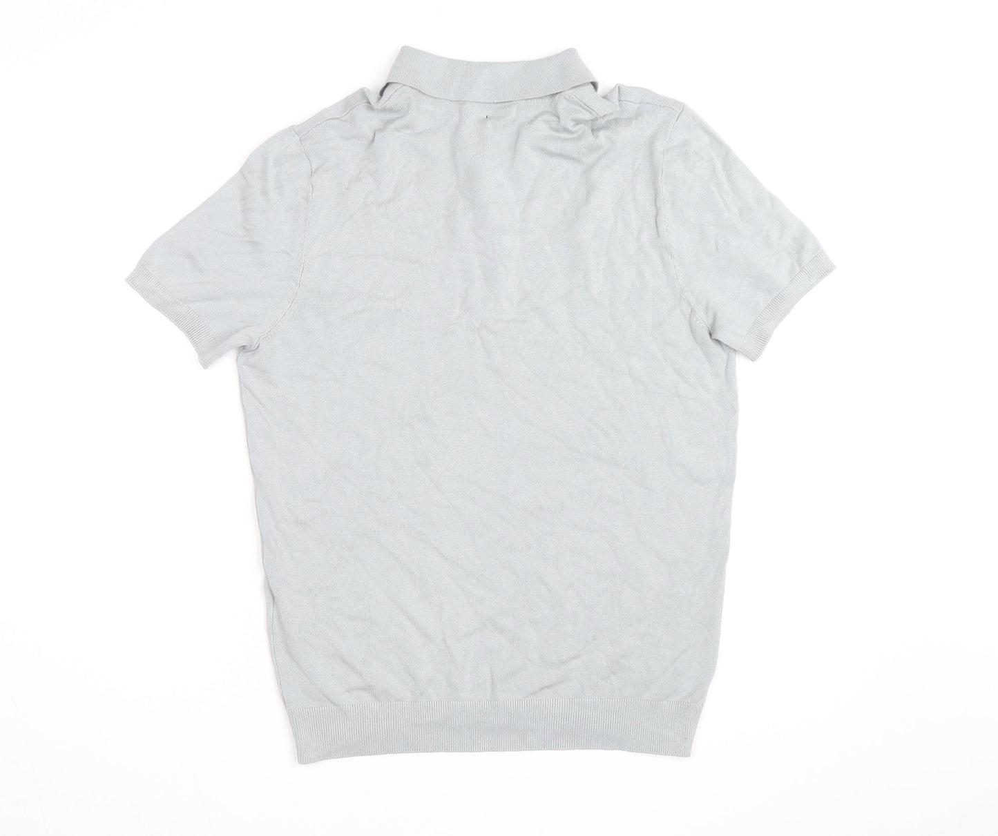 ZARA Men’s Grey Collared Knit Polo Shirt Size M Short Sleeve Casual