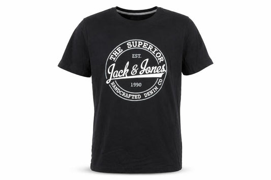 Jack & Jones Men's Black Graphic Print Crew Neck T-Shirt Size L