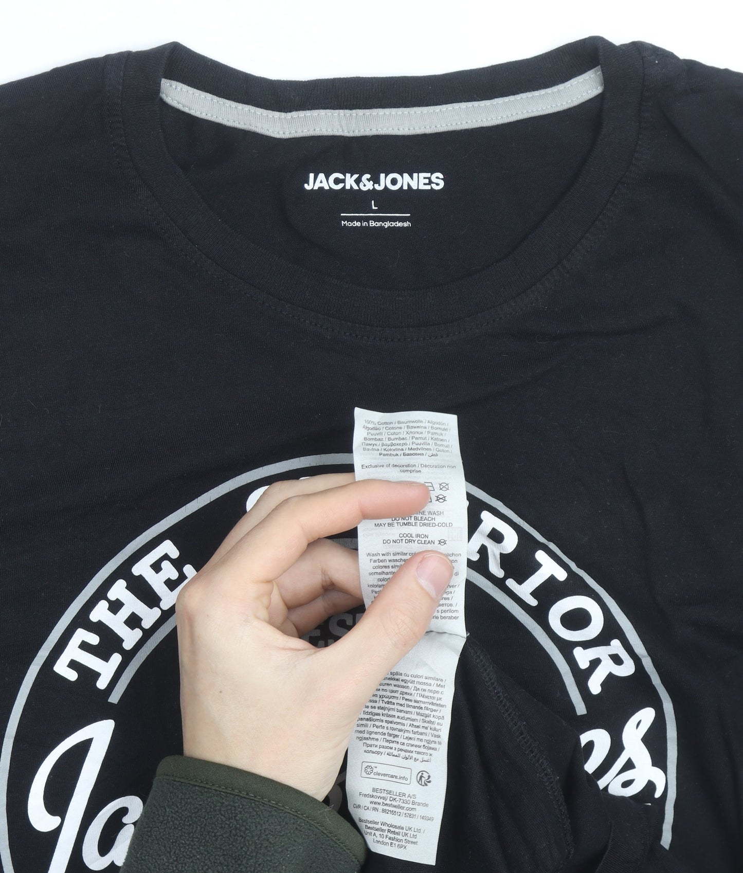 Jack & Jones Men's Black Graphic Print Crew Neck T-Shirt Size L