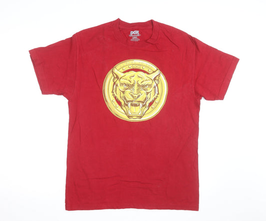 DGK Men's Red Graphic Panther T-Shirt Large Cotton Casual