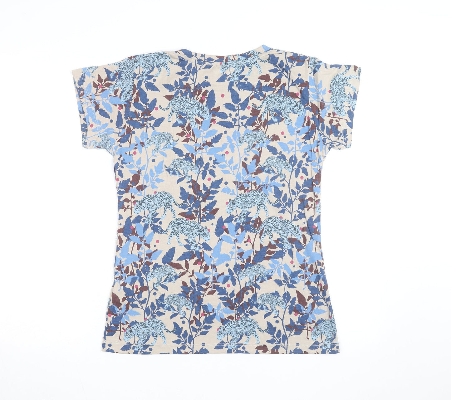 Trespass Womens Beige Blue Animal Print Cotton T-Shirt UK 10