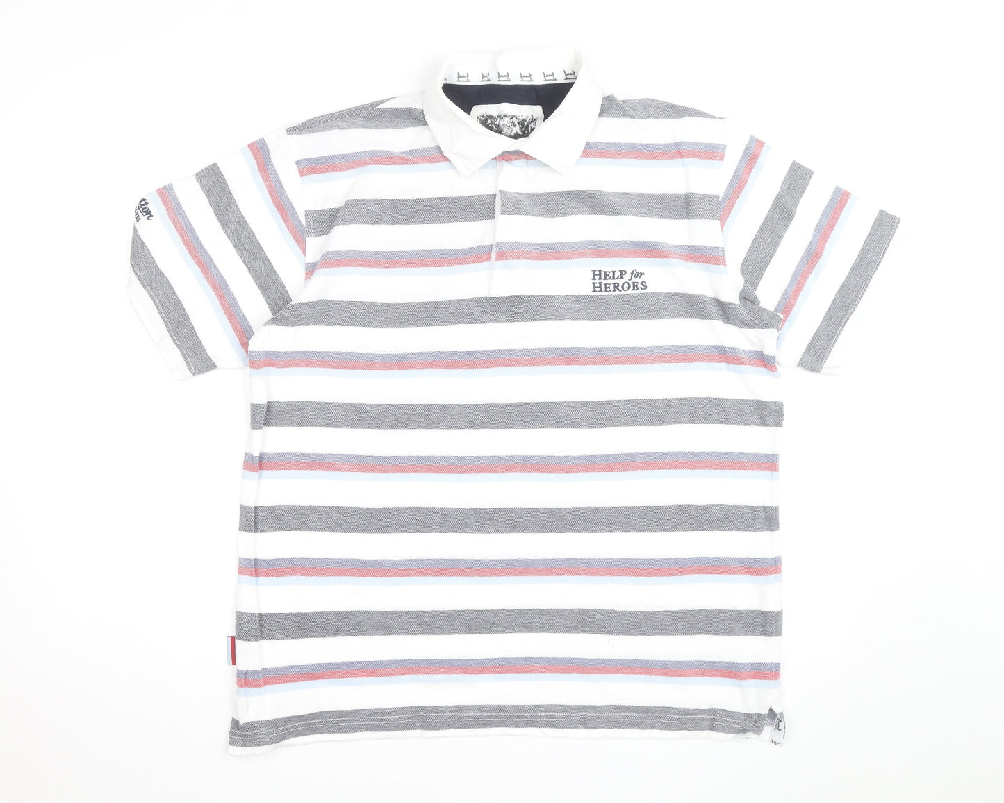 Cotton Traders Men’s Multicoloured Striped Polo Shirt Size M