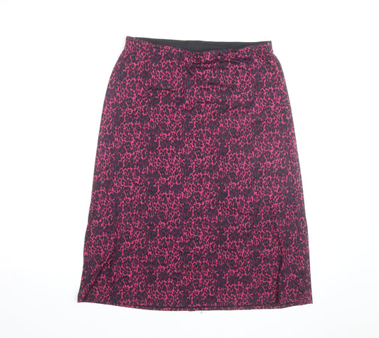 Impuls Women's Pink Animal Print Stretch Pencil Skirt M