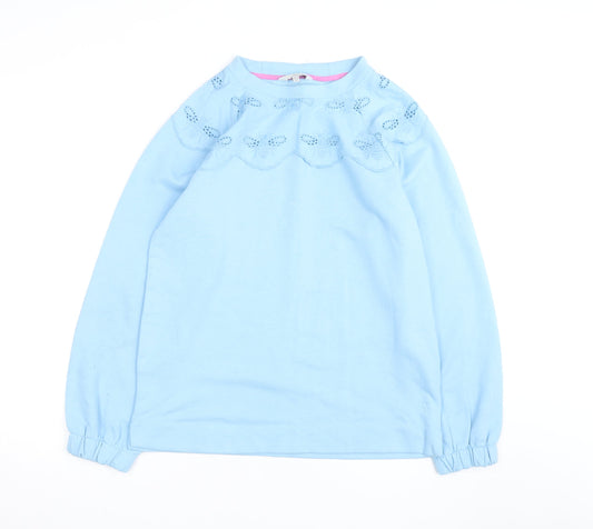 Joules Women Blue Pullover Sweatshirt UK 12 Bee Embroidered Cotton