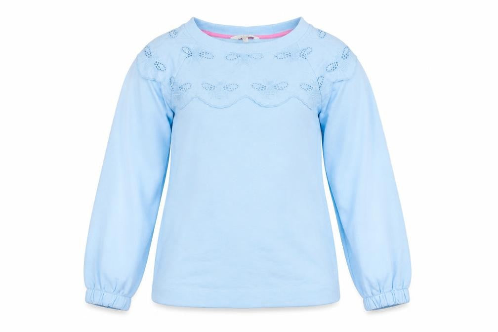 Joules Women Blue Pullover Sweatshirt UK 12 Bee Embroidered Cotton