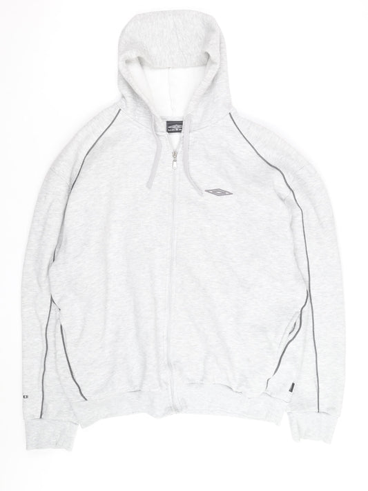Umbro Men's Grey XL Full Zip Fleece Hoodie Sweatshirt