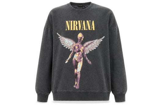 Nirvana Women's Black Pullover Sweatshirt Size 10/12 Crew Neck Rock Graphic