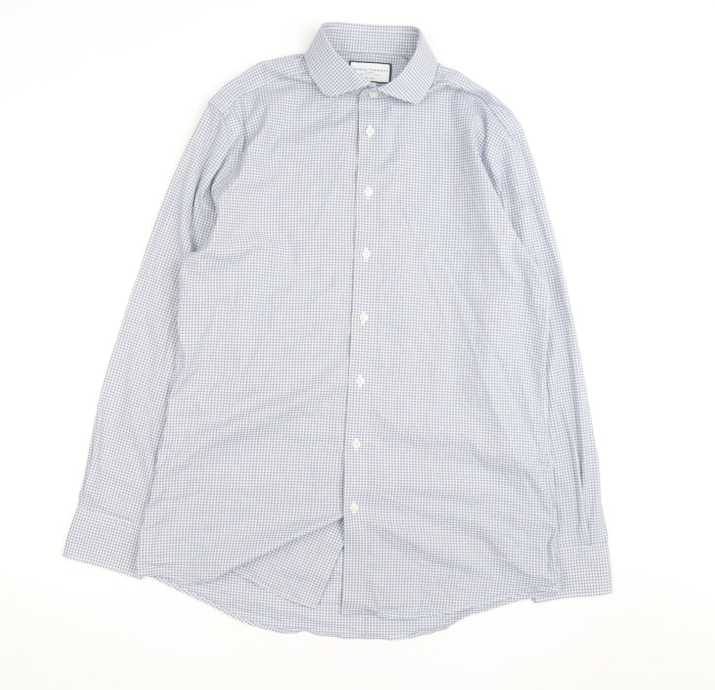 Charles Tyrwhitt Men's Blue Check Slim Fit Non-Iron Dress Shirt 16/41