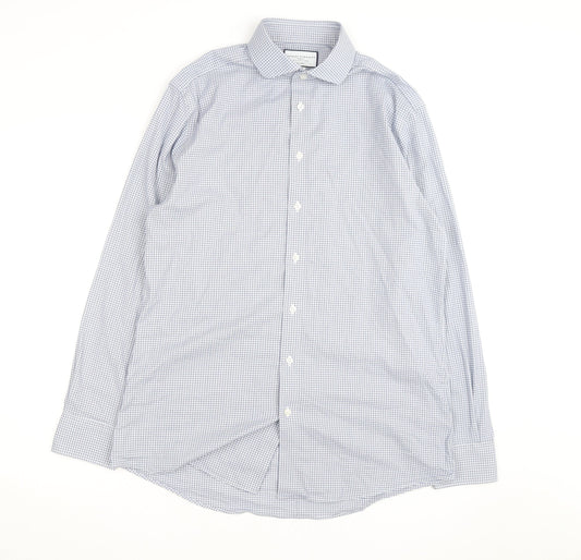 Charles Tyrwhitt Men's Blue Check Slim Fit Non-Iron Dress Shirt 16/41