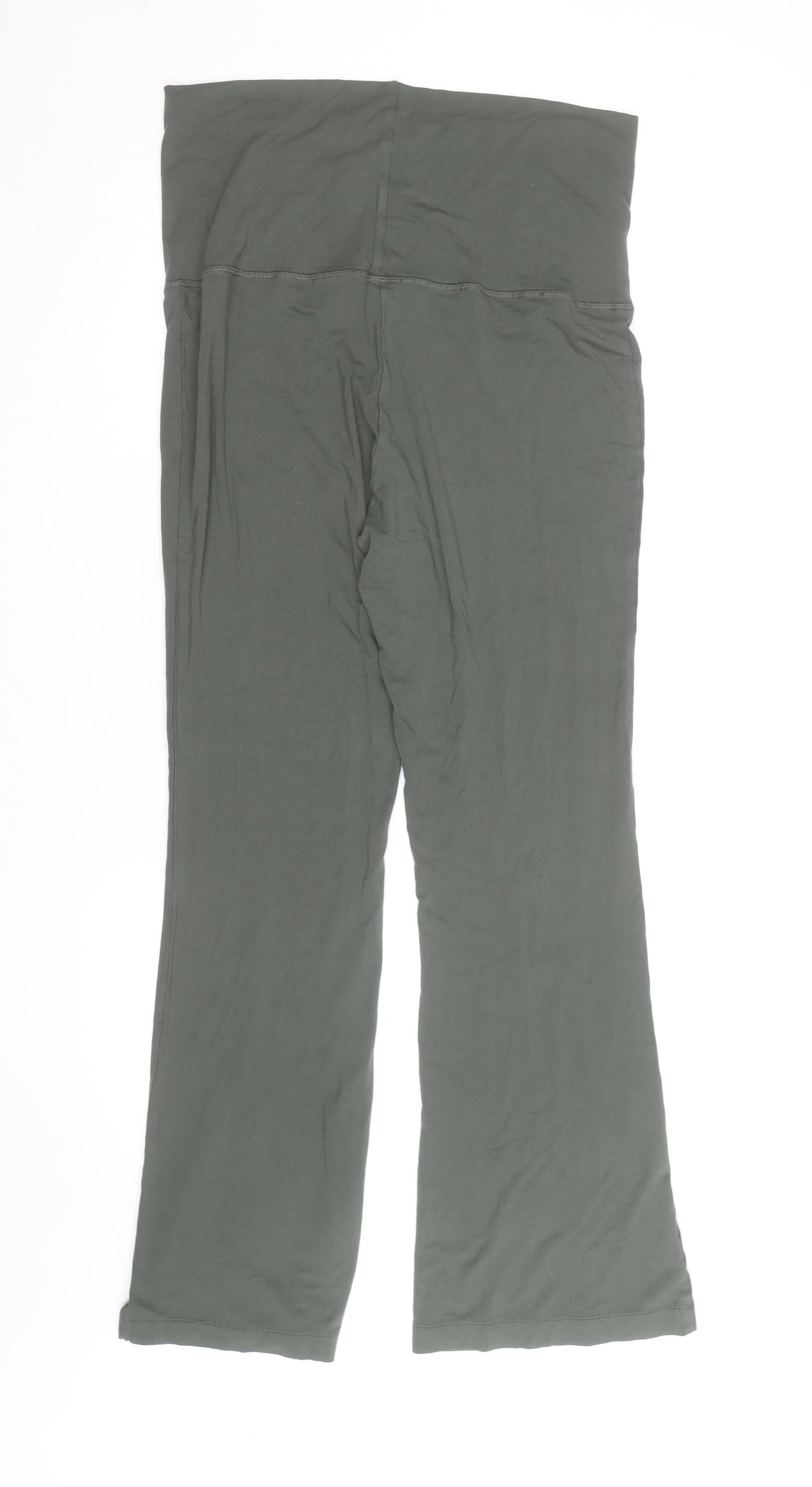 H&M Women Green Yoga Flared Trousers M Regular Fit Cotton Stretch