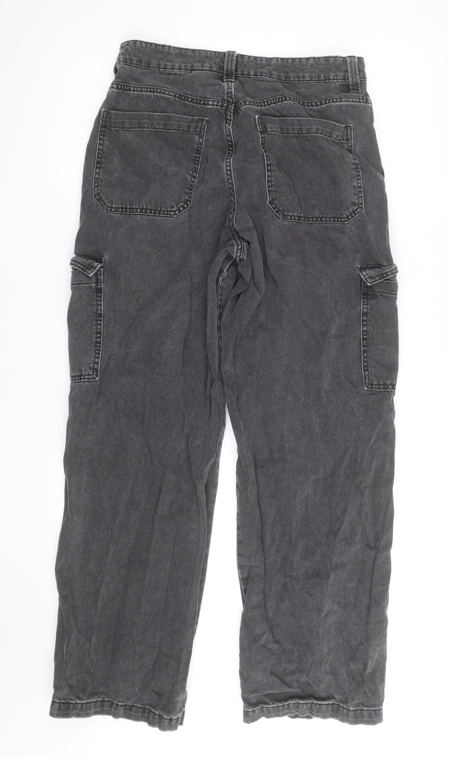 H&M Divided Women's Grey Cargo Trousers Size 10 Cotton Straight Leg