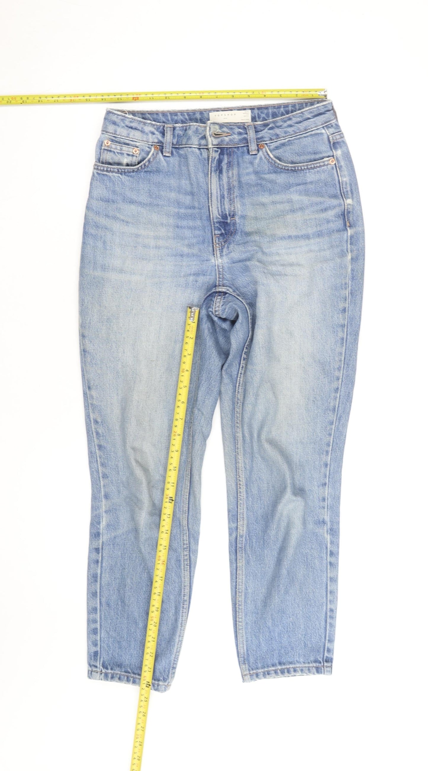 Topshop Women's Blue High Rise Mom Jeans Size 10 Regular Denim